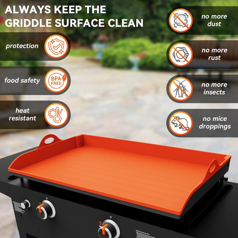 Protebox Magnetic Silicone Griddle Cover for Blackstone - 28 Inch Silicone Grill Mat Upgraded Heavy Duty Omnivore Griddle Top Cover for Blackstone Accessories, Protect Grill from Rust & Dirt (Orange 28 inch) - Image 4